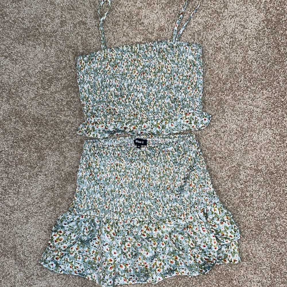 Blue B smocked skirt set